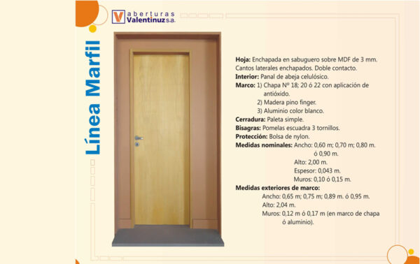 puertavalentiluzmarfil Puerta Placa Valentinuz 0.70/80x2.00 - Imagen 4