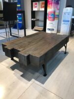 Mesa ratona madera maciza patas hierros